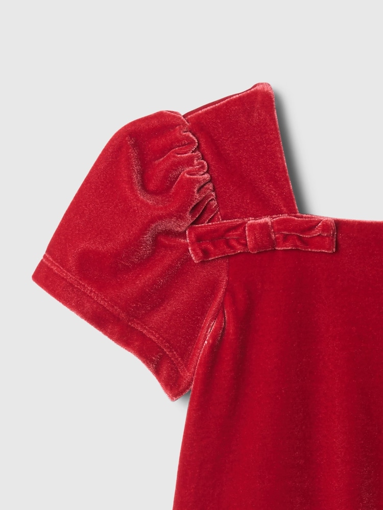 Gap Red Velour Bow Shift Dress (6mths-5yrs) - Image 4 of 4
