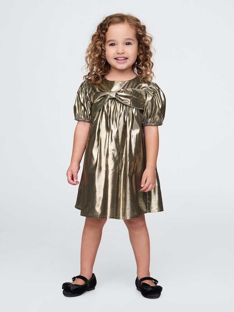 Gap Gold Metallic Bow Dress (6mths-5yrs) - Image 1 of 3