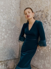 Hobbs Blue Mary Velvet Dress - Image 1 of 5