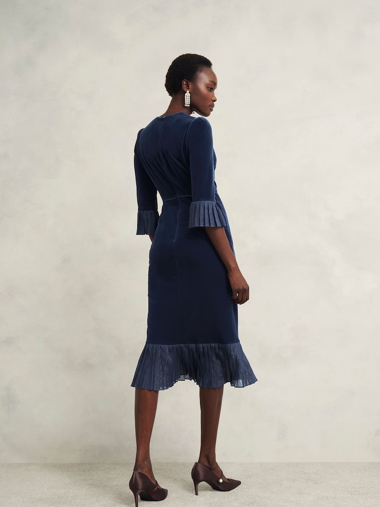 Hobbs Blue Mary Velvet Dress - Image 3 of 5