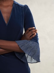 Hobbs Blue Mary Velvet Dress - Image 4 of 5