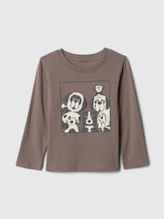 Gap Brown Long Sleeve Crew Neck Graphic T-Shirt (6mths-5yrs) - Image 1 of 3