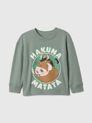 Gap Green Pumbaa & Timon Disney Lion King Graphic Long Sleeve T-Shirt (6mths-5yrs) - Image 1 of 2