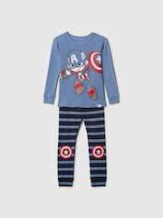 Azul con Capitán América - Pijamas de algodón cepillado con diseño de Marvel de Gap (12 meses - 5 años) - Imagen 1 de 2