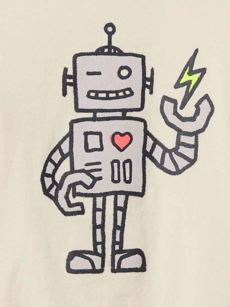 Gap Cream Robot Long Sleeve Crew Neck Graphic T-Shirt (6mths-5yrs) - Image 3 of 3