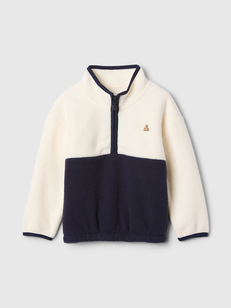 Gap Cream & Navy Blue Sherpa Half-Zip Fleece (6mths-5yrs) - Image 1 of 3
