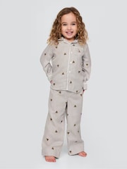 Gap Grey Matching Family Christmas Long Sleeve Button Pyjamas (6mths-5yrs) - Image 1 of 3