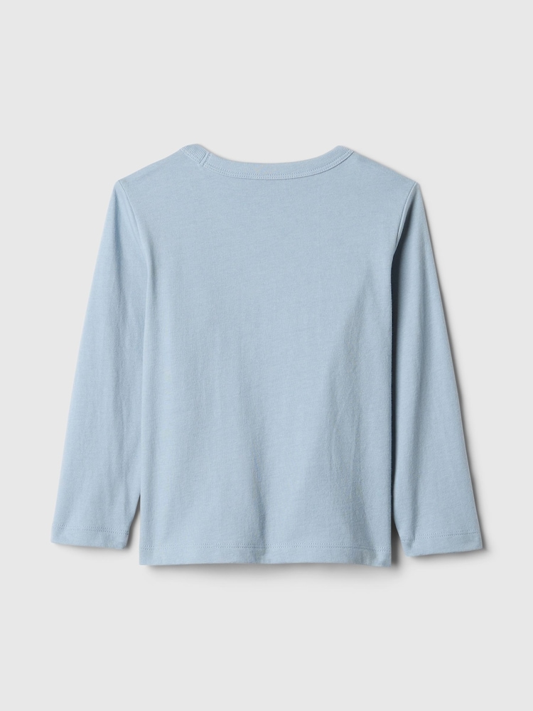 Gap Blue Dinosaur Long Sleeve Crew Neck Graphic T-Shirt (6mths-5yrs) - Image 2 of 2