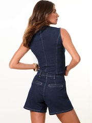 Lipsy Indigo Blue Extended Tab Tailored Shorts - Image 3 of 5