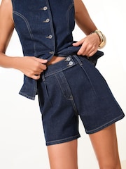 Lipsy Indigo Blue Extended Tab Tailored Shorts - Image 4 of 5