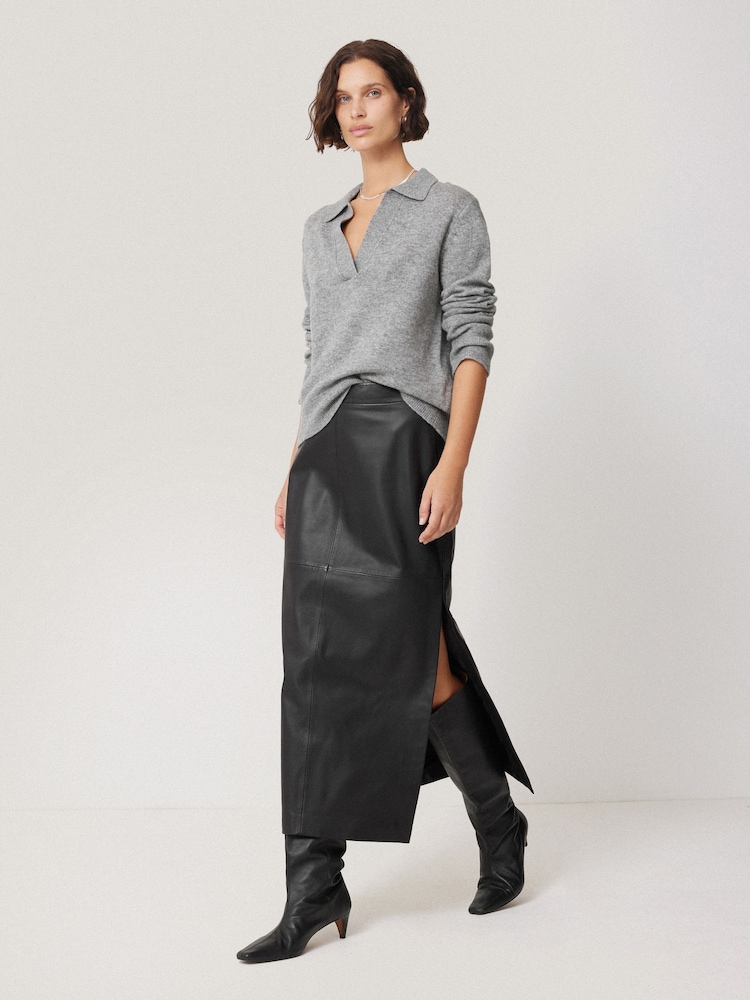 Jigsaw Grey Compact Wool Collar Tops - Image 2 of 7