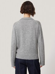 Jigsaw Grey Compact Wool Collar Tops - Image 3 of 7