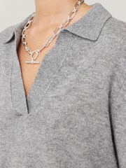 Jigsaw Grey Compact Wool Collar Tops - Image 4 of 7