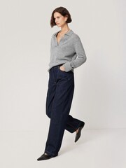 Jigsaw Grey Compact Wool Collar Tops - Image 5 of 7