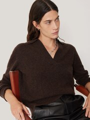 Jigsaw Brown Compact Wool Collar Tops - Image 2 of 6