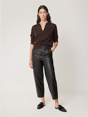 Jigsaw Brown Compact Wool Collar Tops - Image 3 of 6