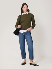 Jigsaw Olive Green Wool Cashmere Blend Jumper - Image 2 of 6
