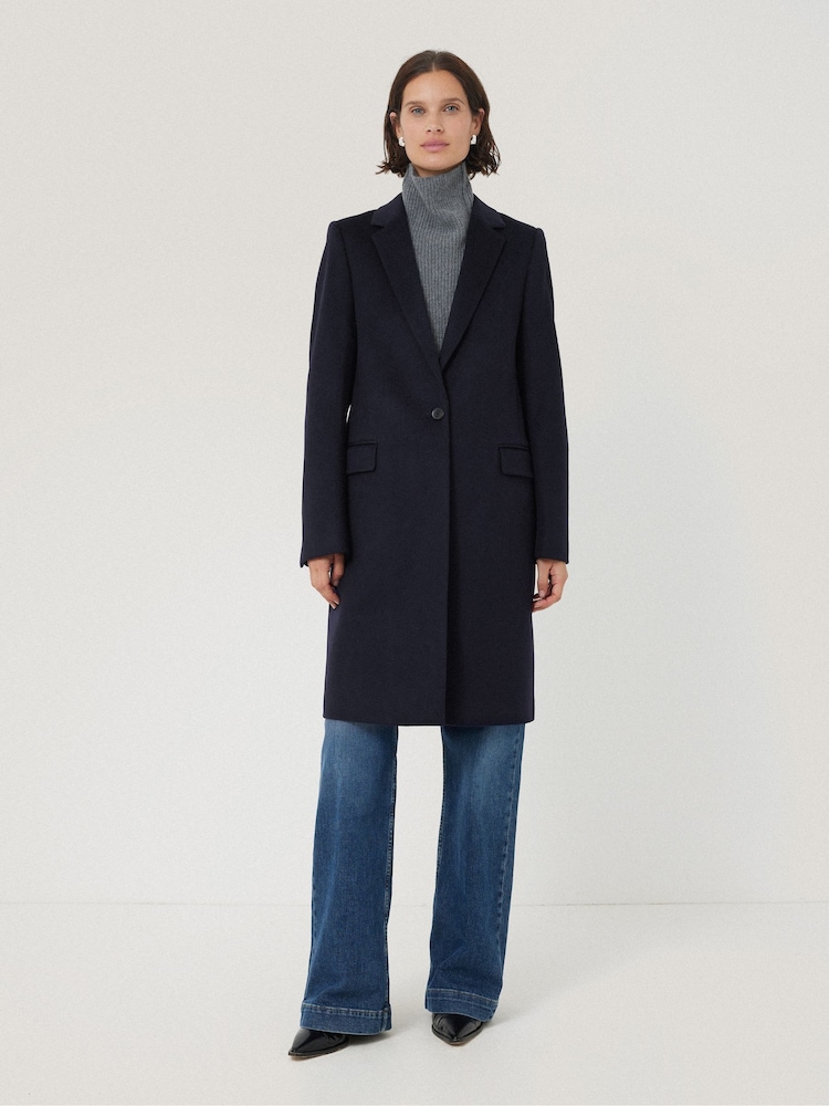 Jigsaw Blue Maxi City Coat - Image 1 of 7 Jigsaw Blue Maxi City Coat - Image 1 of 7