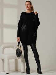 Jolie Moi Black Knitted Rhinestone Jumper - Image 5 of 6