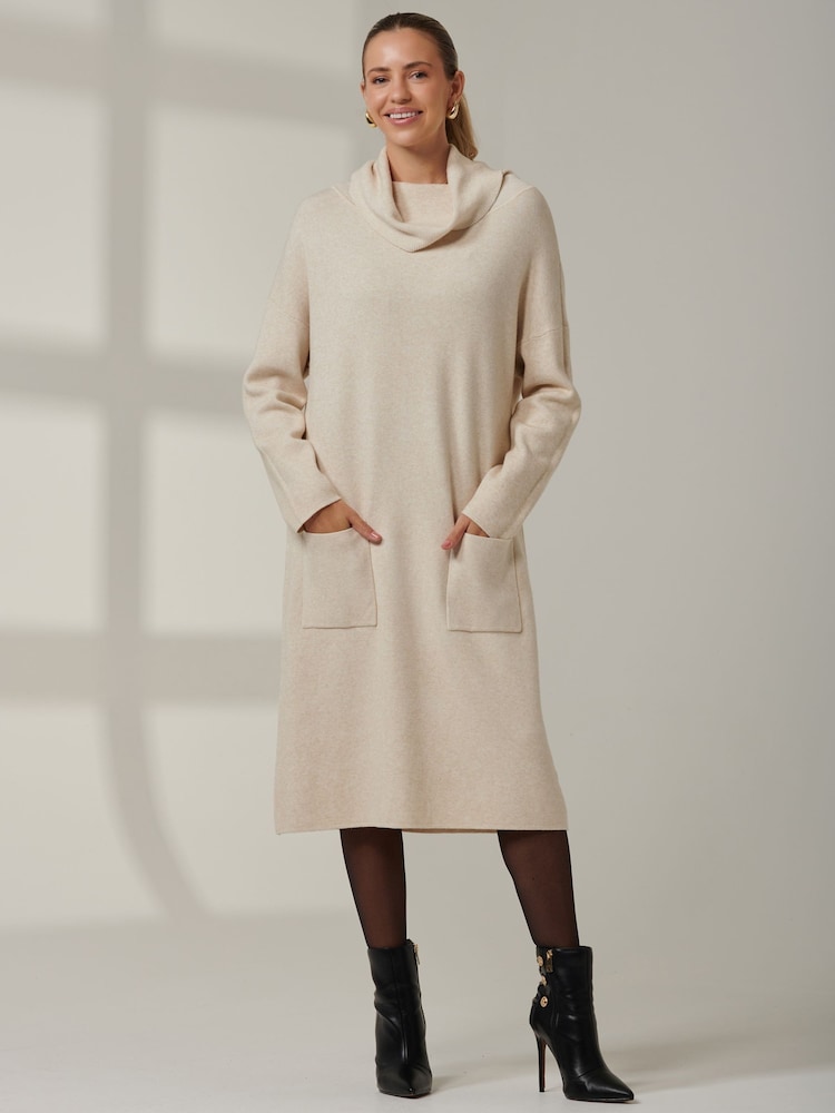 Jolie Moi Brown Emma Knitted Longline Jumper - Image 1 of 6