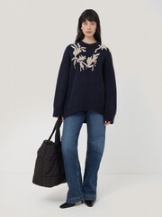 Jigsaw Blue Embroidered Knitted Jumper - Image 3 of 7