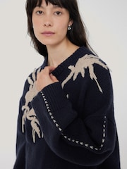 Jigsaw Blue Embroidered Knitted Jumper - Image 6 of 7