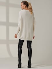 Jolie Moi Cream Knitted Rhinestone Jumper - Image 2 of 6