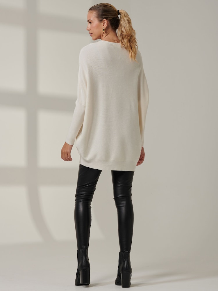 Jolie Moi Cream Knitted Rhinestone Jumper - Image 2 of 6