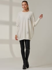 Jolie Moi Cream Knitted Rhinestone Jumper - Image 4 of 6