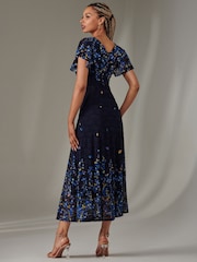 Jolie Moi Blue Cap Sleeve Lace Maxi Dress - Image 2 of 6