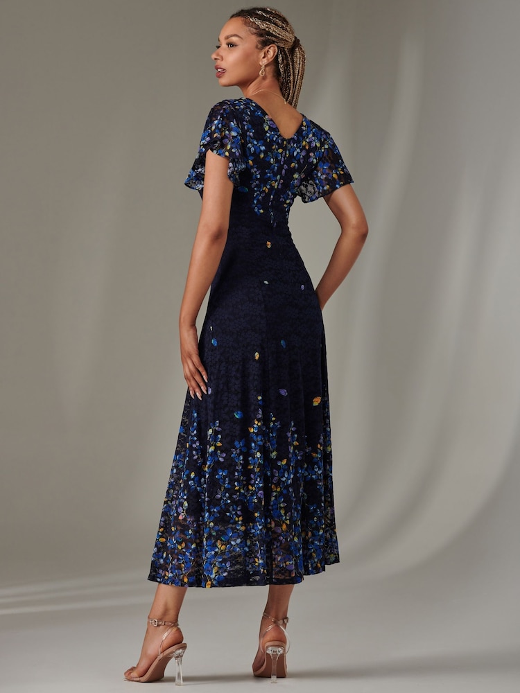 Jolie Moi Blue Cap Sleeve Lace Maxi Dress - Image 2 of 6