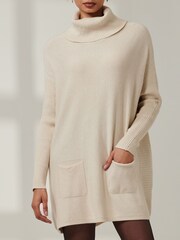 Jolie Moi Brown Loose Fit Knitted Roll Neck Jumper - Image 3 of 6