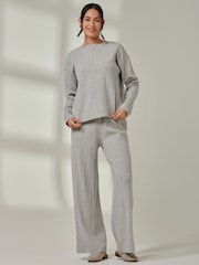 Jolie Moi Grey Knitted Round Neck Ribbed jumpers - Image 1 of 6