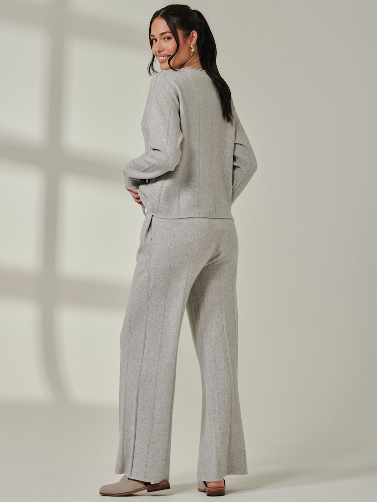 Jolie Moi Grey Knitted Round Neck Ribbed jumpers - Image 2 of 6