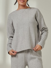 Jolie Moi Grey Knitted Round Neck Ribbed jumpers - Image 3 of 6