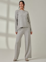 Jolie Moi Grey Knitted Round Neck Ribbed jumpers - Image 4 of 6