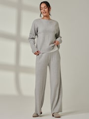 Jolie Moi Grey Knitted Round Neck Ribbed jumpers - Image 5 of 6