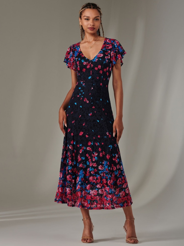 Jolie Moi Pink Cap Sleeve Lace Maxi Dress - Image 1 of 6