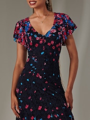 Jolie Moi Pink Cap Sleeve Lace Maxi Dress - Image 3 of 6