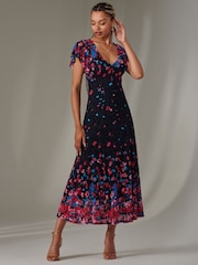 Jolie Moi Pink Cap Sleeve Lace Maxi Dress - Image 4 of 6