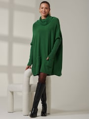 Jolie Moi Green Loose Fit Knitted Roll Neck Jumper - Image 1 of 6