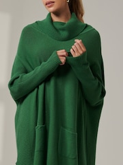 Jolie Moi Green Loose Fit Knitted Roll Neck Jumper - Image 3 of 6