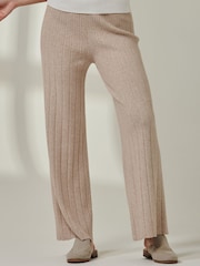Jolie Moi Brown Knitted Ribbed Wide Leg Trousers - Image 3 of 6
