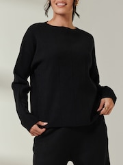 Jolie Moi Black Knitted Round Neck Ribbed jumpers - Image 3 of 6