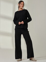Jolie Moi Black Knitted Round Neck Ribbed jumpers - Image 5 of 6