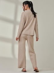 Jolie Moi Brown Knitted Ribbed Mockneck Jumper - Image 2 of 6