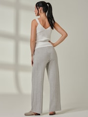 Jolie Moi Grey Ribbed Knit Flared Pants - Image 2 of 4