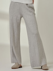Jolie Moi Grey Ribbed Knit Flared Pants - Image 3 of 4