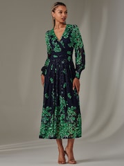 Jolie Moi Green Dalia Symmetrical Print Lace Maxi Dress - Image 5 of 6