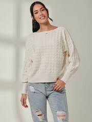 Jolie Moi Cream Knitted Bubble Stitch Jumper - Image 1 of 6